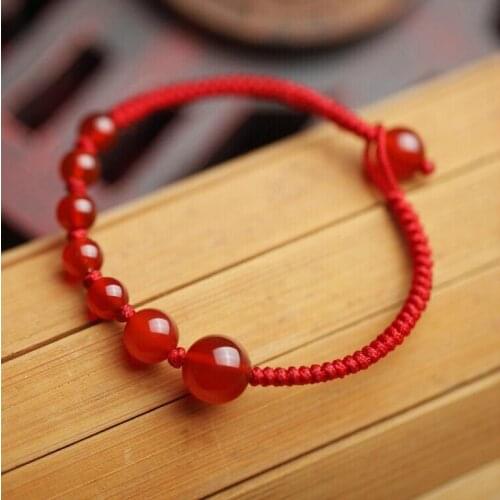 Natural crystal red onyx bracelet hand knitted red rope Chinese style imperial concubine Chinese festival bracelet