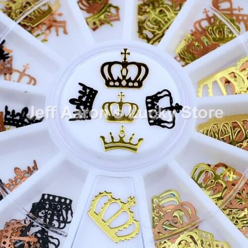 Black gold metal Imperial crown nails foils decals slice wheel nail art decorations design tools