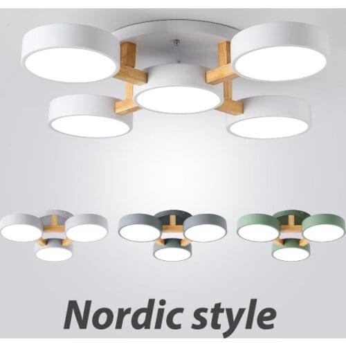 JMZM Modern Nordic Wooden Ceiling Lights Indoor LED Macaron Ceiling Lamp For Living Room Bedroom Dining Hall Bar Chandelier New