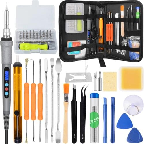 60W//80W/90W 110/220V Adjustable Temperature Electric Soldering Iron Kit With Desoldering Pump Solder Wire Kit