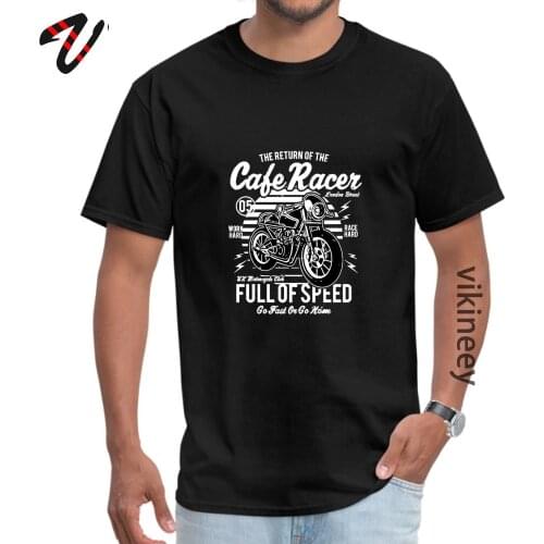 Vintage Cafe Racer Full Speed Tshirt Men Rockabilly Motorcycle Cool Fathers T Shirt Cotton Customized T-shirts Normal Oversized