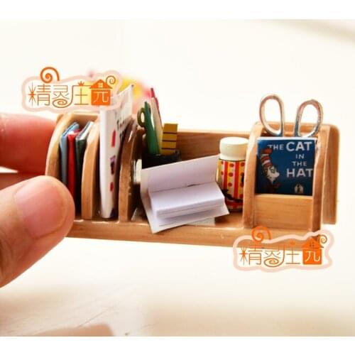 G05-X4485 children baby gift Toy 1:12 Dollhouse mini Furniture Miniature rement-wooden bookshelf set