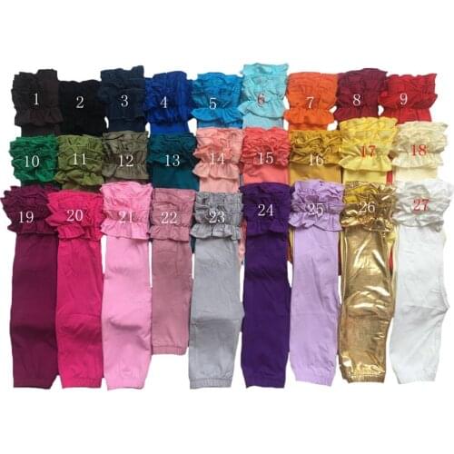 Wholesale price for cotton Leggings Soft Solid printing Kids Girl Trousers Girls Boutique Pants Girls Ruffle Pants Baby Leggings