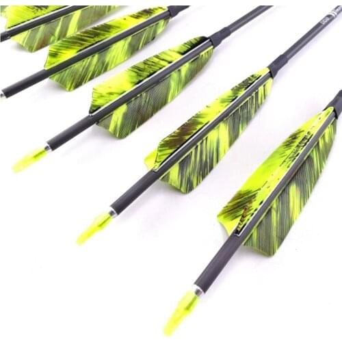 Archery Carbon Arrow Spine 400-1000 Shafts Turkey Feathers Pin Nock Points for Recurve Bow Longbow Hunting Shooting