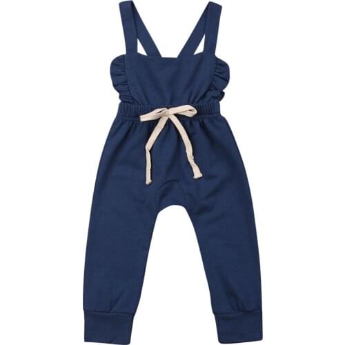Toddler Newborn Baby Girls Cotton Ruffle Sleeveless Solid Romper Striped Jumpsuit Outfit Lovely Babies Bodysuit Clothes 0-3Years