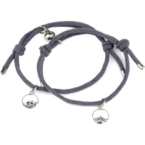 Lovers Metal Bracelets Magnetic Attraction Multicolor Umbrella Rope Adjustable Classic Simple Bracelet For Couple