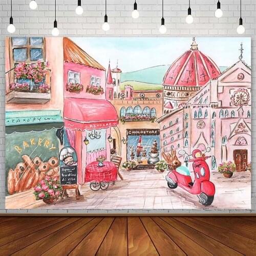 Sweet Girl Backdrops Princess Birthday Decor Pink Street Floral Store Motorcycle Photography Backgrounds Photo Studio Photozone