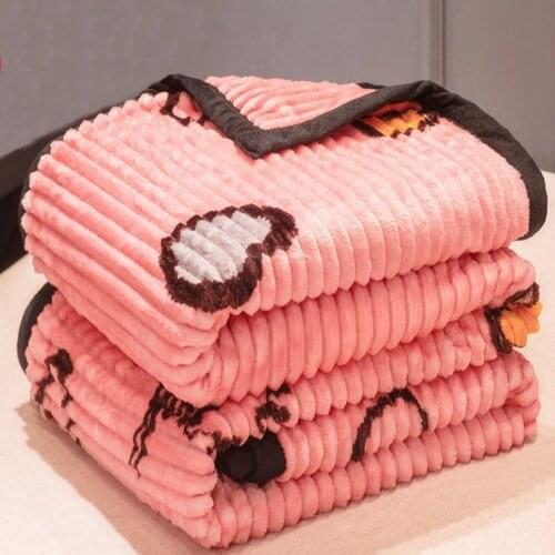 WOSTAR Soft breathable coral fleece fabric cartoon printed blanket 200x230cm adult kids bed sofa bedspread summer throw blanket