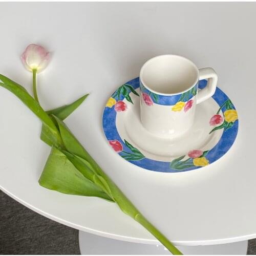 European Bone China Coffee Cup Ceramic Vintage White Office Afternoon Tea Cups Portable Porcelain Cup And Saucer Set BA60BYD