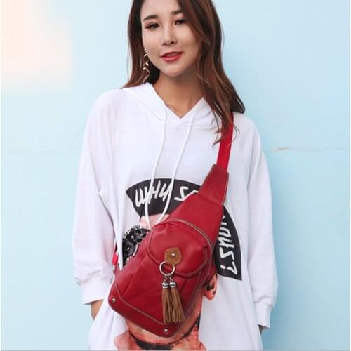 2021 New Brand Cross Chest Bags for Women Genuine Leather Tassel Bag Leisure Solid Color Small High Quality Crossbody Bags Bolsa