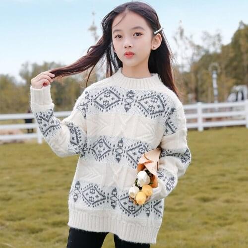 New Girls Sweater Babys Coat Outwear 2021 Luxury Thicken Warm Warm Winter Autumn Knitting Pullover Childrens Clothing