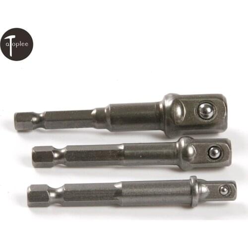 3pcs 1/4",3/8",1/2" Head length Drive Drill Socket Bit Adaptor Hex Drive Socket Adapters Screwdriver Drill Nut Driver Extension