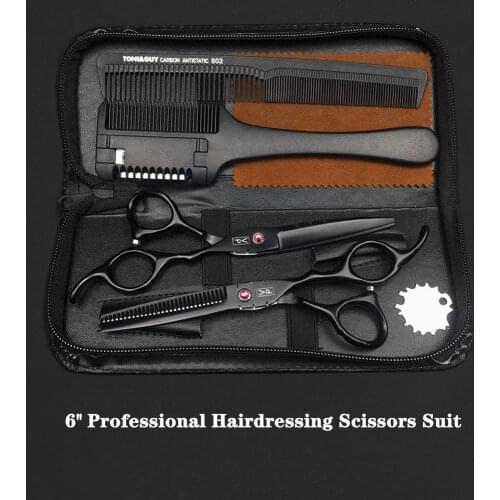 6.0 Inch Japan Professional Hair Scissors Cheap Hairdressing Barber Thinning Scissors With Barber Accessories Barbershop Set