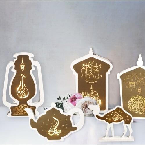 Ramadan Eid Mubarak Decoration Moon Castle LED Light Wooden Plaque Islam Muslim Event Party Ramadan Decoration For Home