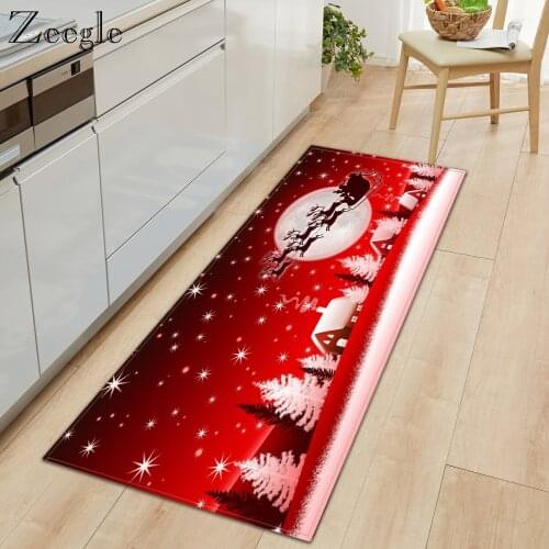 Zeegle Christmas Carept Anti Slip Kitchen Rug Living Room Carpet Soft Foot Mat Hallway Rug Absorbent Bathroom Doormat Shower Mat