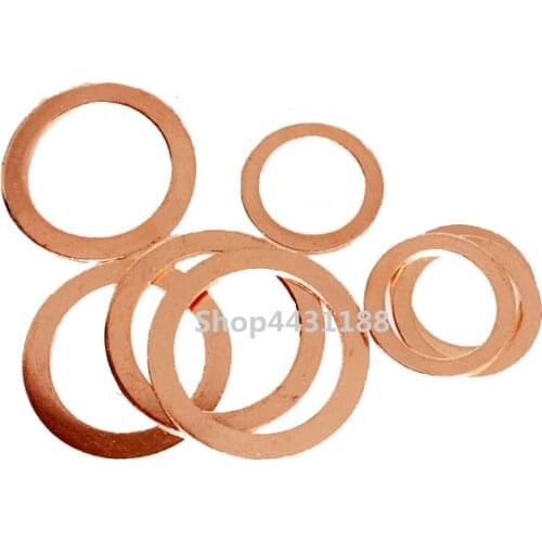 240pcs mixed size Dia.6-24 Pure Red Copper Washer Gasket Flat Ring Seal Assortment Kit With Box Thick 0.5mm