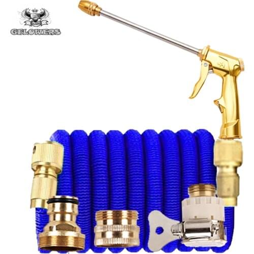 Brand direct telescopic garden hose magic rubber hose high pressure car wash hose with gun outdoor gardening watering supplies