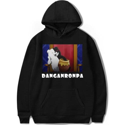 Danganronpa Hoodie Sweatshirt Monokuma Moletom Long Sleeve Oversized Harajuku Hoodies Black White Bear cool Printed Game Clothe