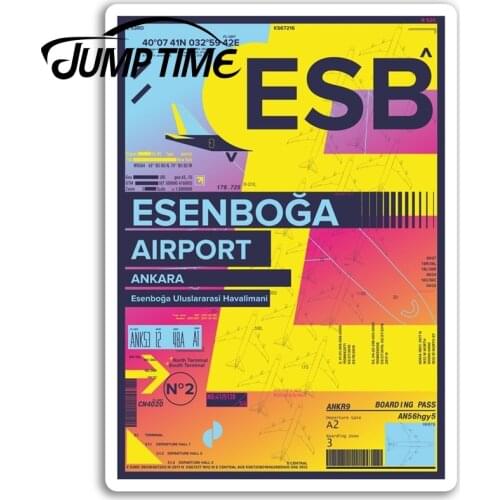 Jump Time for Esenboga Airport Vinyl Stickers Ankara Turkey Sticker Luggage Car Bumper Decal Waterproof Car Accessories