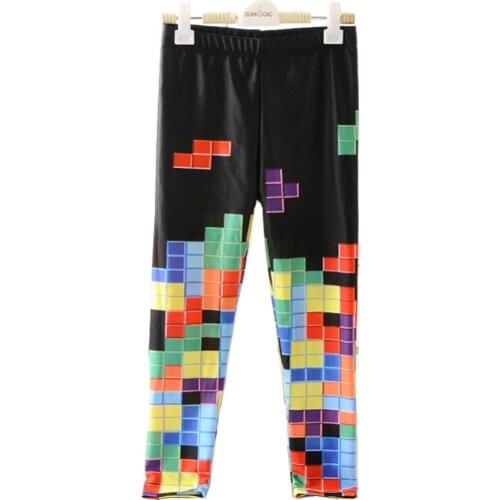 LOVE SPARK 88% Polyester girls Casual Pants Geometric 3D Printing Kids Loose Leggings