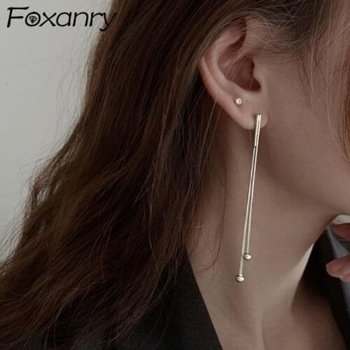 Evimi Prevent Allergy 925 Sterling Silver Earrings for Women New Trendy Elegant Long Style Tassel Bead Party Jewelry Girl Gift