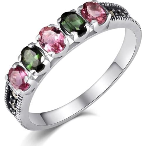 Fashion Jewelry S925 Sterling Silver Natural Ring Ladies Ring Retro Thai Silver