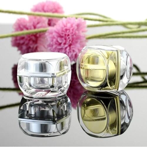 100pcs 5g 10g Acrylic Octagonal Silver Gold Empty Plastic Cosmetic Cream Small Sample Jars Powder Packaging Containers