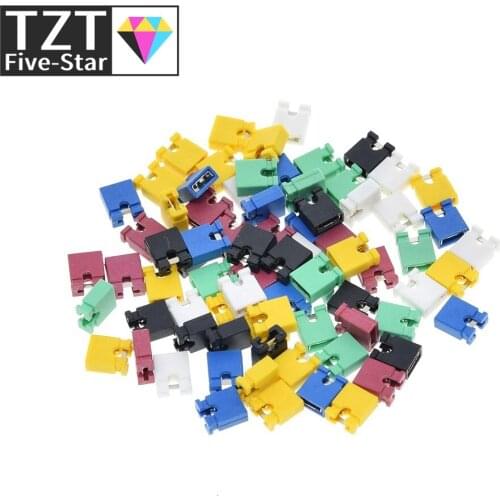 100PCS Pitch jumper shorted cap & Headers & Wire Housings 2.54MM SHUNT Black yellow white green red blue