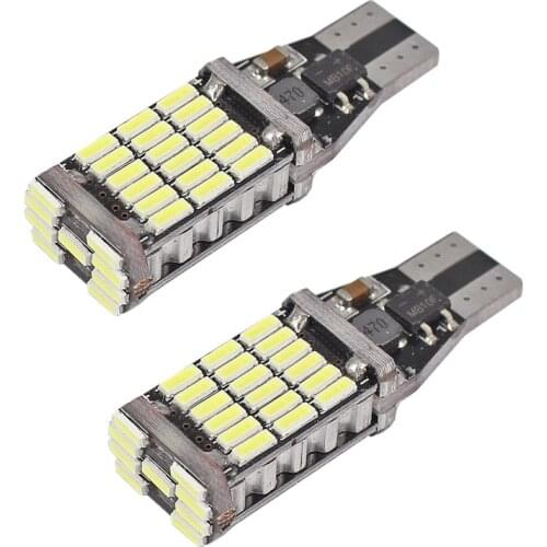 2 Pcs Universal Decoding Auto LED Taillight T15 Bulb 45SMD 6000k White Backup Reverse Brake Stop Lighting B88