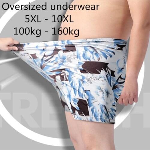 Mens Underwear Large Size Ice Silk Fat Guy Underwear Fashion Printing Breathable Boxer Briefs Ice Silk Underwear Men