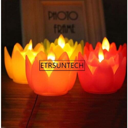 60pcs Lotus Flower Shape Flameless LED Flickering Tea Light Candles Wedding Christmas Party Decoration Gift