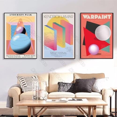 Modern Style Canvas Painting Poster Print Abstract Geometric Patterns In Musical Festival Gig Poster for Home Rooms Wall Decorat
