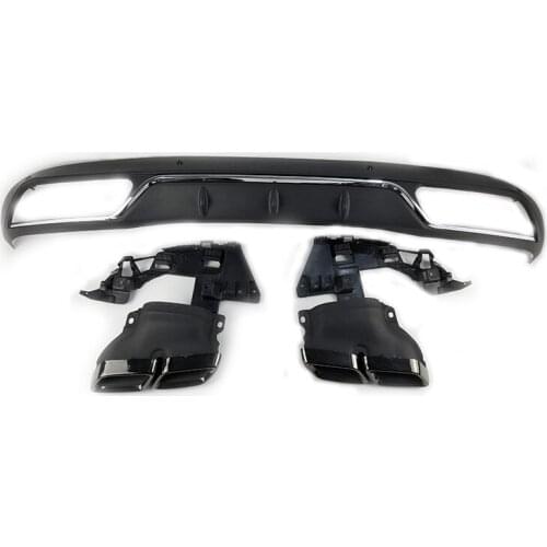 Bumper Diffuser Lip with Exhaust For Mercedes Benz C-Class W205 Administrative version 2015 2016 2017 2018