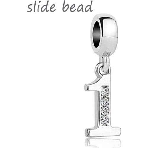 Free shipping new crystal digital pendant charm beads fit authentic pandora bracelets jewelry making diy valentines gifts