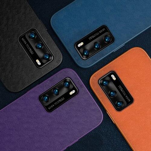 Luxury Bumper Protection Business Shockproof Silicone PU Leather Phone Case For Huawei P40 P30 P20 Pro Back Cover Fundas Coque