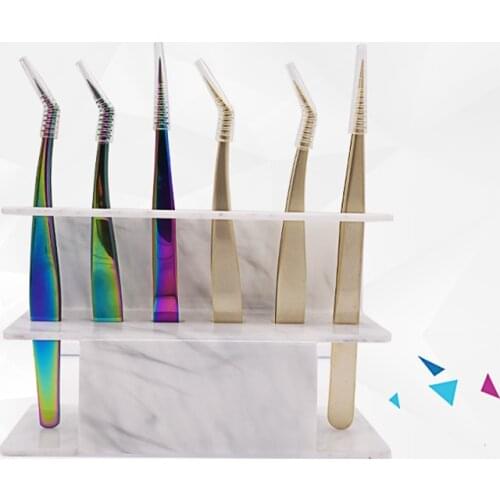 Blueyes 3 Colors Acrylic Eyelash Tweezer Storage Holder Tweezers Stand Shelf Holder 3 Colors Eyelashes Extension Makeup Tools