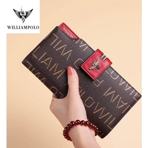WILLIAMPOLO 2020 long wallte women PVC synthetic leather High capacity Multi-card phone Money lady purses casul card holder