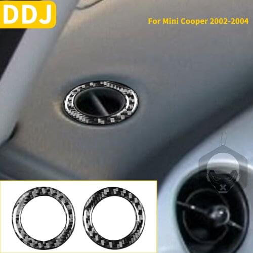 For Mini Cooper Hatch One R50 R53 2002 2003 2004 Car Dashboard Defogging Tuyere Carbon Fiber Sticker Ring Interior Decoration