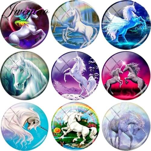 JWEIJIAO Animal Unicorn Glass Cabochon 6 Sizes Handmade Jewelry Supply for DIY Necklace Bracelet Keychain Earrings Accessories