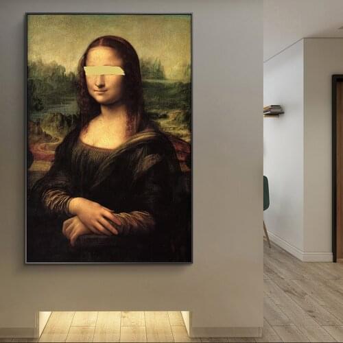 Mona Lisa Cover the Eyes Canvas Art Paintings On the Wall Art Posters And Prints Leonardo da Vinci Famous Art Pictures Cuadros