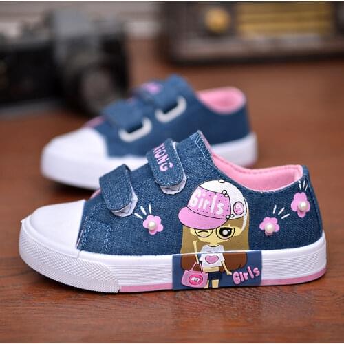 Cartoon Princess Pattern Kids Sneakers Canvas Shoes Outdoor Sports Walking Skateboarding Shoes Lightweight Girls Casual Shoes