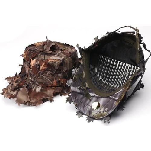 3D Unisex Camouflage Bionic Leaf Hat Hunting Jungle Woodland Fishing Camo Sniper Archery Cap Adjustable 2019 new