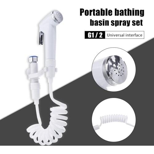 ABS Portable Bidet Sprayer Set G1/2 Handheld Diaper Bidet Shower Head Nozzle Retractable Tools Bathroom Fixtures with Spring Hos