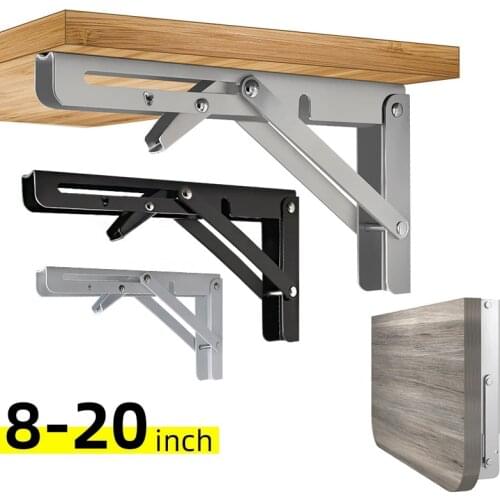 2PCS 8-20 Inch Stainless Steel Folding Heavy Duty Bracket Adjustable Wall Mounted Folding Table Frame DIY Furniture Hardware