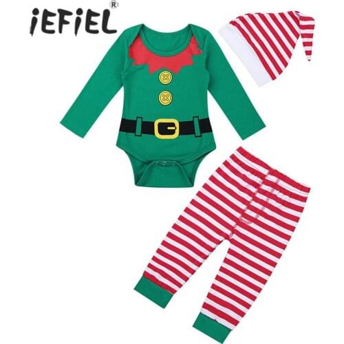 3PCS Christmas Newborn Baby Cosplay Costume Infant Clothes Sets With Party Ha Santa Claus Elves Outfits Cute Carnival Party