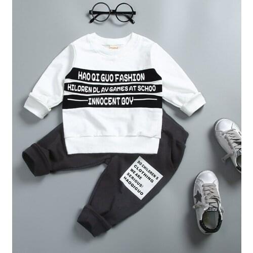 Baby girl boy clothing set 0-4 years 100% cotton 2018 spring autumn fashion letter children clothing T-shirt+pant baby clothes