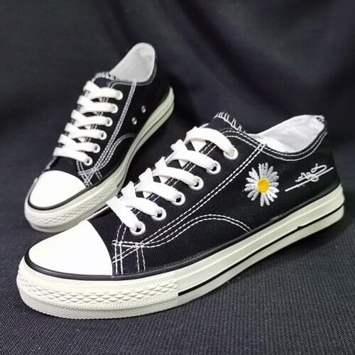 KPOP G-Dragon Embroidery Daisy Design canvas shoes PEACEMINUSONE Summer Shoes Fans Collection B79