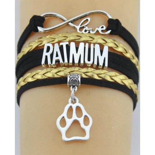 10PC/lot Infinity Love Ratmom Paw Charm Wrap Bracelets Dog Paw Print Bracelet Multilayer Leather Women & Men Bracelets Jewelry