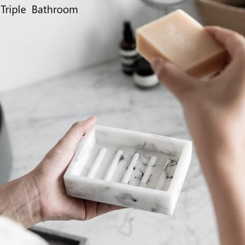 Nordic Style Portable Square Granite Texture Resin Soap Dish Home Hotel Kitchen Bathroom Accessories Ornaments Soap Storage Box