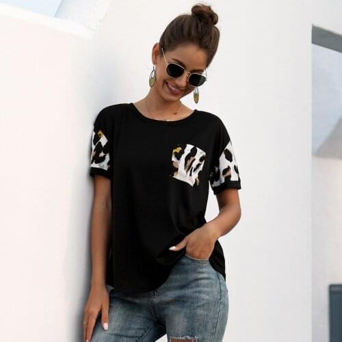 Newest Fashion T-Shirts Women Vogue T-shirts Casual Leopard Print Short Sleeves Tops Tees Feamle Clothing